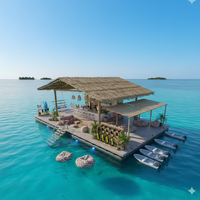 Plateforme de fête flottante avec base en aluminium, maison flottante, villa aquatique de luxe