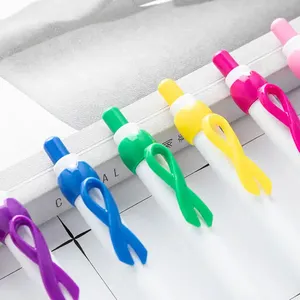 Bolígrafo de cinta retráctil multicolor para donaciones a la lucha contra el cáncer de mama, con logotipo personalizado, ideal para promoción sanitaria y regalos al por mayor. - Product Image 3