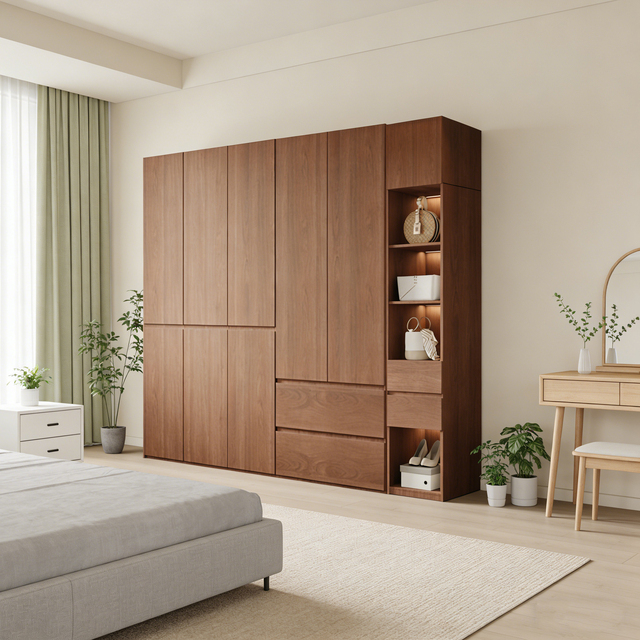 Hot Selling Portable Modern Style Freestanding Bedroom Wardrobe MDF Eco-Friendly Large Capacity Home Furniture 8 Shelves 3-Year