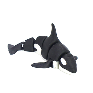 Modèle de orca noir et blanc imprimé en 3D, décoration de bureau créative avec membres mobiles, ornement animal - Product Image 6