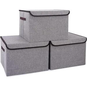 Linen Fabric closet box foldable kids baby cloth storage basket Storage Cube Bin Organizer with Flip-Top Lid