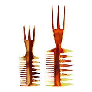 Pompadour Hair Comb Amber Plastic Professional Salon <b>Tool</b> For Styling Slicked Back Hair Large And <b>Small</b> Size - Product Image 1