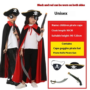 Costume di Halloween per bambini adulti ragazzi tristi mietitore pirati mantelli caraibi Set nero rosso mantelli oggetti di scena vestiti ispirati <span class=keywords><strong>Anime</strong></span> - Product Image 1