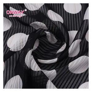 Great Price Slippy Customized Women Dress Satin Strip Dot Print Chiffon Print Polyester Fabric For Dress