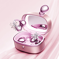 Écouteurs sans fil de luxe M195 avec réduction de bruit, intra-auriculaires, à clip ouvert, pour femme, design miroir de maquillage