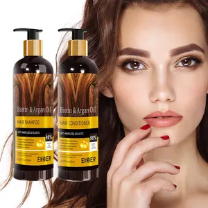 Düşük Moq doğal Biotin Argan yağı şampuan ve saç kremi seti Argan yağı fas kuru şampuan saç bakım ürünleri siyah kadınlar için