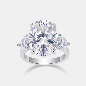 타원형 12ct 모이사나이트 반짝이는 반지 GRA 인증서 925 실버 화이트 선명도 전체 VVS 모이사나이트 반지 - Product Image 5