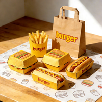 Boîtes à emporter jetables biodégradables écologiques pour burgers et frites, avec poignée, option de logo personnalisé en relief