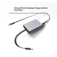 Kabel Data Retraktil Satu Arah dengan Konektor USB-A/Type-C Pengisian Cepat 66W untuk Penggunaan di Mobil