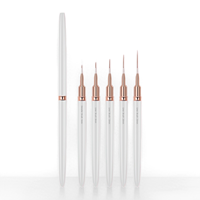 Lot de 5 pinceaux liner pour nail art, manche or rose 7/9/11/15/20mm, pour lignes fines précises et dessin de manucure française