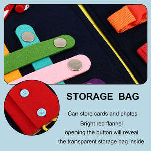 Montessori Sensory Board zum Lernen von Feinmotorik <span class=keywords><strong>Fun</strong></span> Busy Board Kreatives Filz zertifiziertes Holz geschenks pielzeug für Jungen EN71/CPC - Product Image 5
