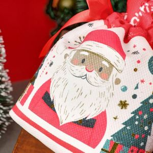 Nouvel An - Sac de rangement pour bonbons, pochette à cordon en toile pour fête, Noël, Réveillon, modèle OEM personnalisable - Product Image 2