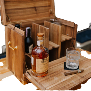 Personalized European Rustic Wood Whiskey <b>Mini</b> Bar Cabinet with Hanging Wall Wine Gift Box Beverage Tubs and Ice Bucket - Product Image 1