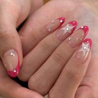 Faux ongles à pression B2447 Star Design, dégradé rouge, pour femmes, élégants, pour nail art.