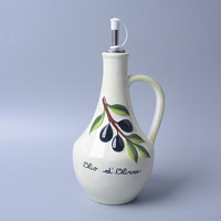 Bouteille Distributrice d'Huile d'Olive en Céramique Écologique Personnalisable - Bec Verseur Anti-Goutte Qualité Alimentaire Emballage 500ml/750ml pour Cuisine
