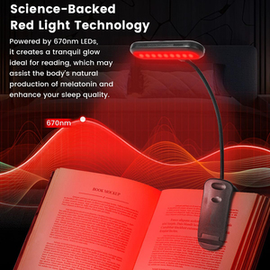 Lampe de lecture portable à lumière rouge 670nm, à clipser sur <span class=keywords><strong>un</strong></span> livre, lampe LED sans lumière bleue, protection des yeux, flexible, rechargeable par USB, lampe de lecture pour livre - Product Image 1