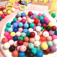 S1026 50 piezas/bolsa Cuentas de silicona redondas de 15 mm de grado alimenticio, populares, para mordedores DIY, soporte de chupete y cadena de chupete