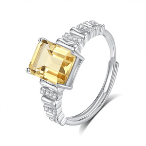 7*9mm Rectangle Amethyst Gemstone <b>Adjustable</b> <b>Ring</b> 925 Sterling <b>Silver</b> Anti-Tarnish Wedding Trendy Jewelry Wholesale for Women - Product Image 1