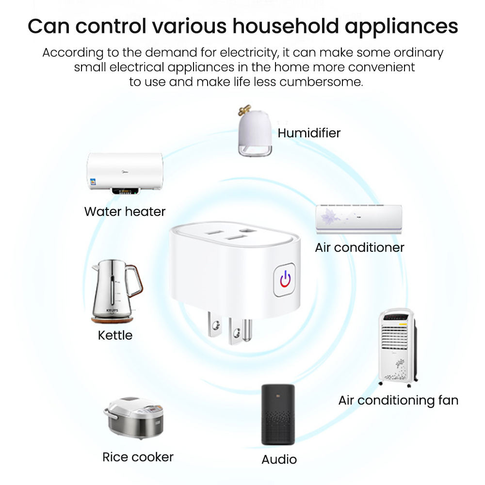 HONPNK11 Tuya Wireless WiFi Smart Socket Mini US Standard 10A/16A Phone Alexa Timer Switch