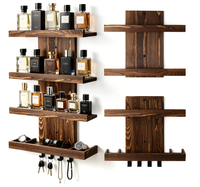 Rak Penyimpanan Parfum Dinding untuk Pria, Organizer Cologne Custom, Rak Display Kayu 4 Tingkat, Stand Makeup untuk Kamar Mandi dan Kamar Tidur