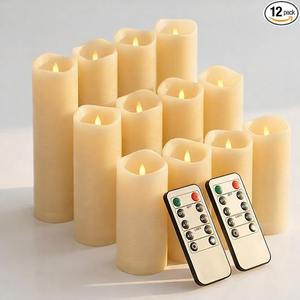 Bougies LED sans flamme, alimentées par piles, étanches, écologiques, en plastique, décoration intérieure et extérieure, télécommande 10 touches - Product Image 1