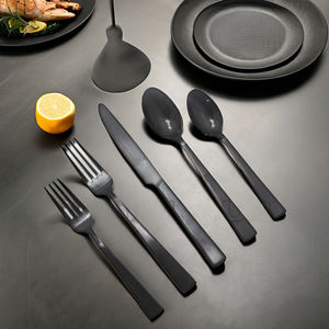 Juego de Cubiertos de acero inoxidable mate de 5 utensilios de cocina con superficie recubierta de PVD ecológicos para uso en restaurantes domésticos y obsequios - Product Image 1