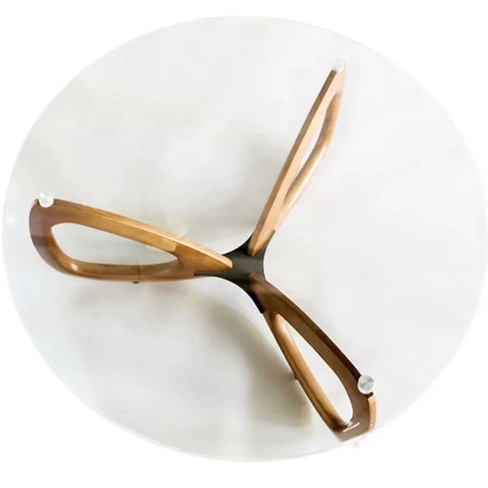 Hot Sale Nordic Style Wood Large Round Tempered glass desktop Countertop Coffee  Table For The Living Room