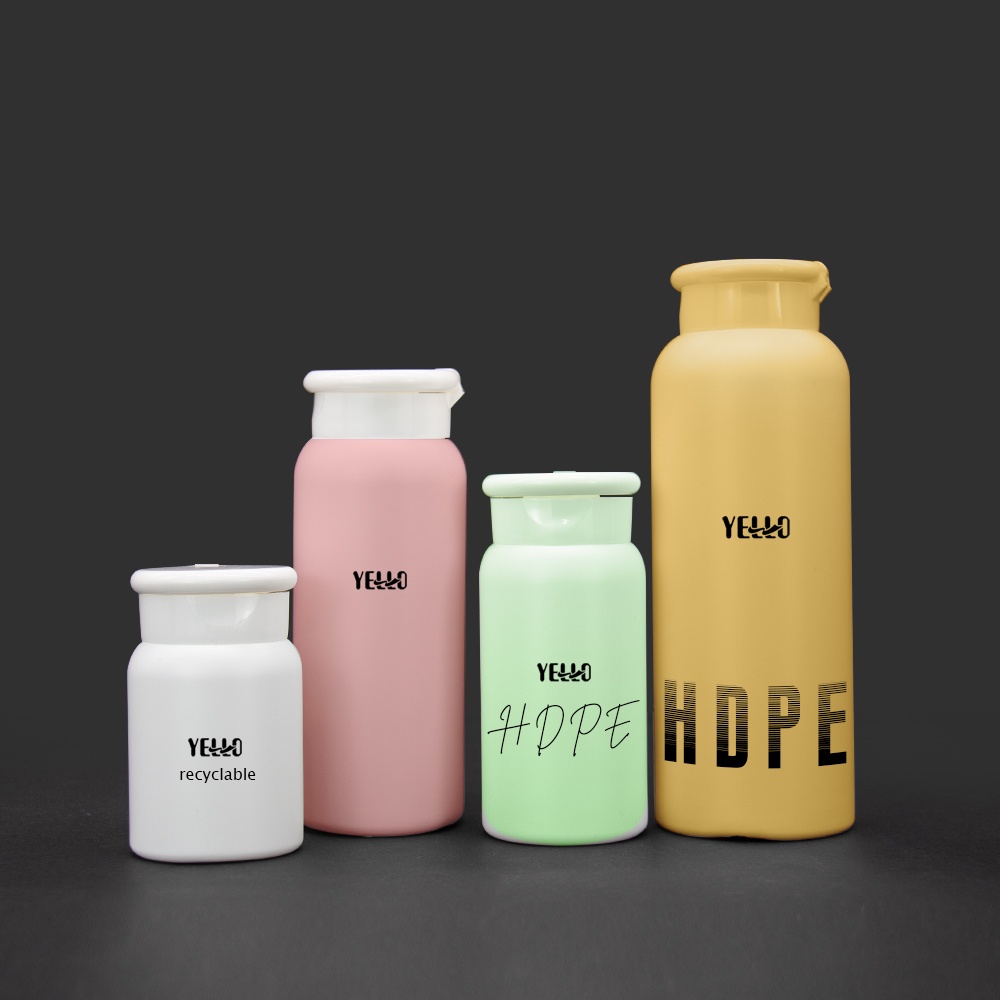 Пользовательский цвет FDA HDPE детский тальк для тела порошок бутылка 30 г 50 г 100 г 150 г пластиковый порошок бутылка упаковка с откидной крышкой
