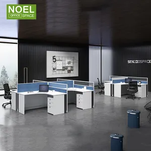 Escritório cubículo workstation pessoa 4 curvo mesa estação de trabalho de alta qualidade mobiliário comercial