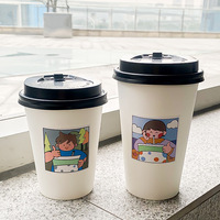 Gobelet à café jetable, gobelet en papier pour thé au lait, épaissi avec couvercle, gobelet à boisson chaude à emporter, pour usage commercial