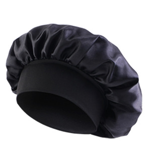 Cappello da Notte Monocromatico in Raso a Tesa Larga per Donna, Cappello Protettivo per Capelli, Cappello per Bellezza e Trucco - Product Image 5