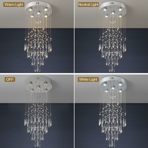 Lustre moderne en cristal pour plafond haut, luminaire de plafond encastré en cristal pour couloir d'escalier, suspensions en cristal pour cuisine - Product Image 3