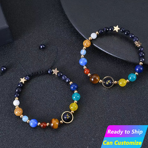 Nueva Pulsera Tejida con Cuentas de Piedras Coloridas, Estilo de los Doce Signos del Zodiaco y los Ocho Planetas, Joyería de Moda - Product Image 1