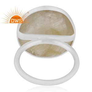 Anillo de Plata Fina 925 con Gema Ovalada de Rutilo Dorado, Venta al por Mayor, Joyería de Moda para Chicas, Proveedor de Joyas - Product Image 4