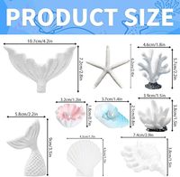 Lot de 9 décorations de gâteau sirène Océan : queue de sirène, aileron, étoile de mer, corail, coquille, perle, coquille Saint-Jacques, conque – Fournitures pour mariage et anniversaire