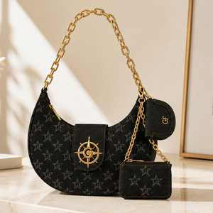 Women Crescent Crossbody Bag PU Leather Shoulder <b>Handbag</b> Chain Strap Half Moon Purse with Small Pouch Casual Daily Fashion Bag - Product Image 1