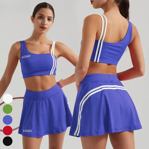 Op maat gemaakte logo dames pickleball kledingset groothandel kleurblok gym fitness yogabroekje golf tennis rok <span class=keywords><strong>2</strong></span>-delige sets - Product Image 2