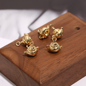 Electroplated Gold Silver Mini Chinese <b>Teapot</b> Small Pendant Jewelry Making DIY Jewelry Accessories Custom Logo 2g Wholesale - Product Image 1