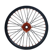 Ensemble complet de roues CNC avant et arrière 19 pouces, moyeu orange, jante noire pour KTM EXC F SXF Dirt Bike Motocross Supermoto Enduro