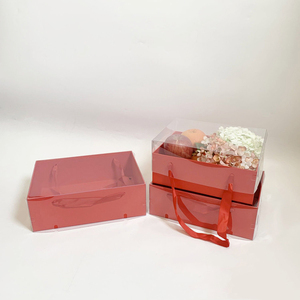Juego cuadrado al por mayor de <span class=keywords><strong>3</strong></span> uds. Caja Gtft transparente rectangular caja de regalo de flores transparente multifuncional caja de embalaje de frutas con costilla - Product Image 6