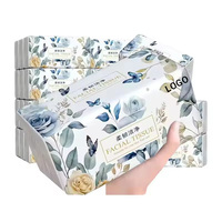 Fournisseur chinois de mouchoirs en papier doux bleu professionnel, 4 plis, pâte de bois, mouchoirs en papier pour le visage, marque HYD, usage domestique, usage quotidien