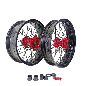 Ensemble de roues Supermoto 17 pouces, jante en aluminium CNC, rayons noirs, avant et arrière, pour Honda CRF450 <span class=keywords><strong>2017</strong></span> - Product Image 3