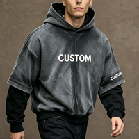 Fabricant de vêtements personnalisés – Sweat à capuche unisexe surdimensionné double couche délavé à l'acide, en molleton bouclette 420 g/m², style streetwear pour homme