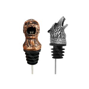 Verseur de bouteille de vin en forme d'animal loup, personnalisé, aérateur de vin, tête d'ours en acier inoxydable, verseur de vin en or - Product Image 3