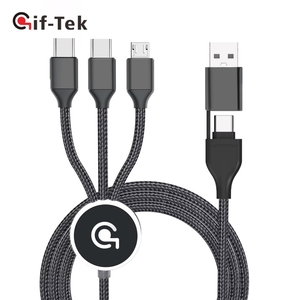 Phổ 3A sạc nhanh tùy chỉnh led Glowing Logo Cáp dữ liệu 1.2m nylon bện 4 trong 1 Cáp <span class=keywords><strong>USB</strong></span> cho quà tặng doanh nghiệp - Product Image 1