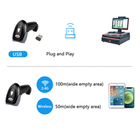 Lecteur de codes-barres sans fil portable EDOO 1D 2D QR Code avec interface USB 2.4G BT pour supermarché, logistique et entrepôt