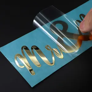 Tùy chỉnh die-cut kim loại mỏng tên nơi Electroplated Nickel tên nơi Letter logo chuyển Sticker Bạc Vàng Hollow decal