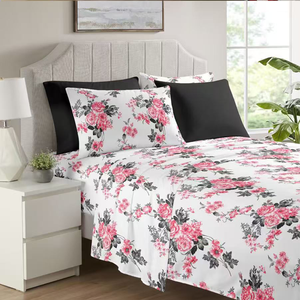 Ensemble de draps de lit <span class=keywords><strong>pas</strong></span> <span class=keywords><strong>cher</strong></span> de 6 pièces, ensemble de draps ajustés au toucher doux pour 3 personnes, ensemble de draps de lit de 6 pièces avec 4 taies d'oreiller - Product Image 6