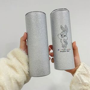 Vaso de sublimación de 20 oz con purpurina plateada, para impresión por transferencia térmica, de superficie rugosa y recto, desde almacén de EE. UU. - Product Image 3