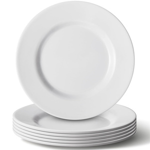 Assiettes à dîner en porcelaine blanche pas chères, plats ronds plats, assiettes en céramique pour restaurants - Product Image 1
